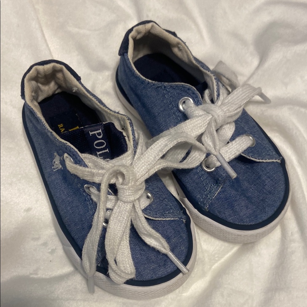 Polo by Ralph Lauren Blue Sneakers with White Laces and Flexible Design